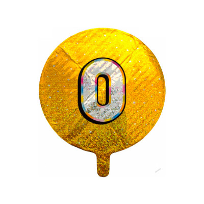 Шар фольга круглый Цифра 0 золото 45 см