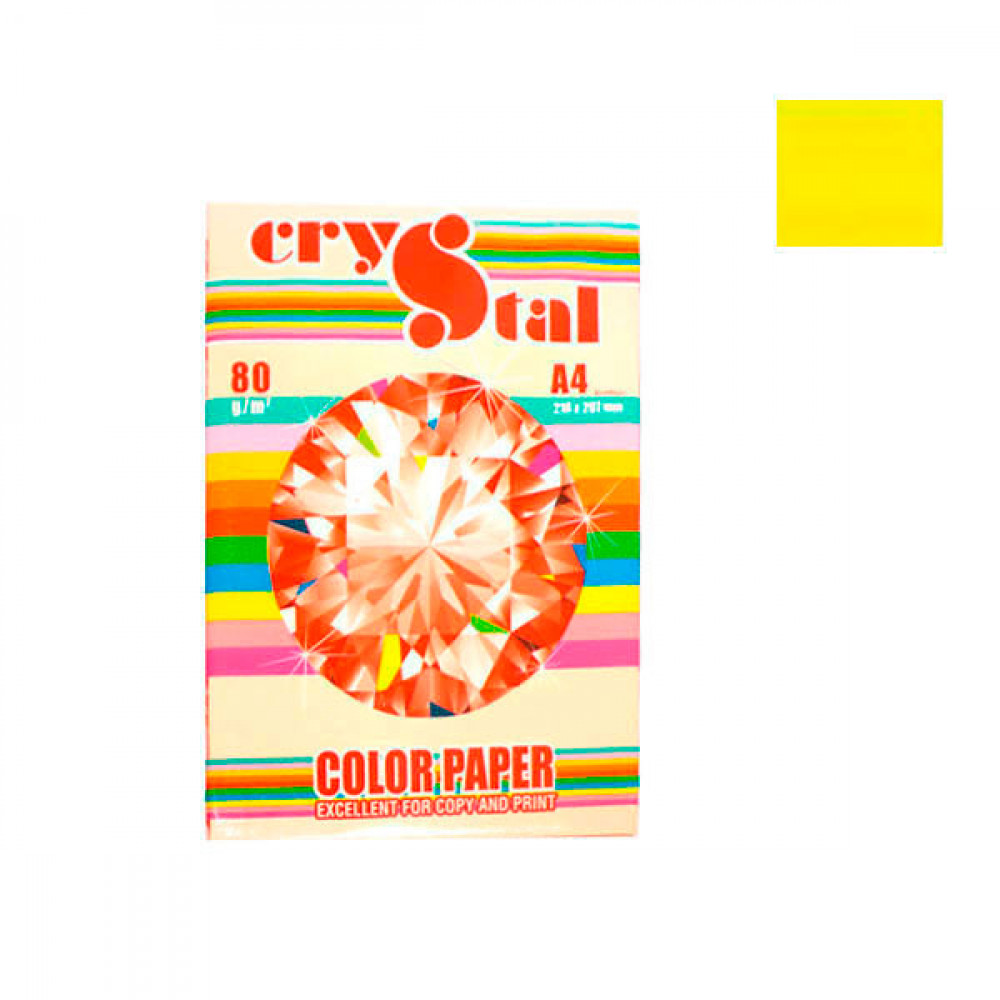 Бумага CRYSTAL COLOR PAPER А4 80г/м2 (100л) 210 лимонный **