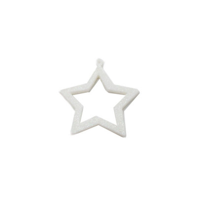 Игрушка елочная пластиковая Звезда белая блеск 10 см
