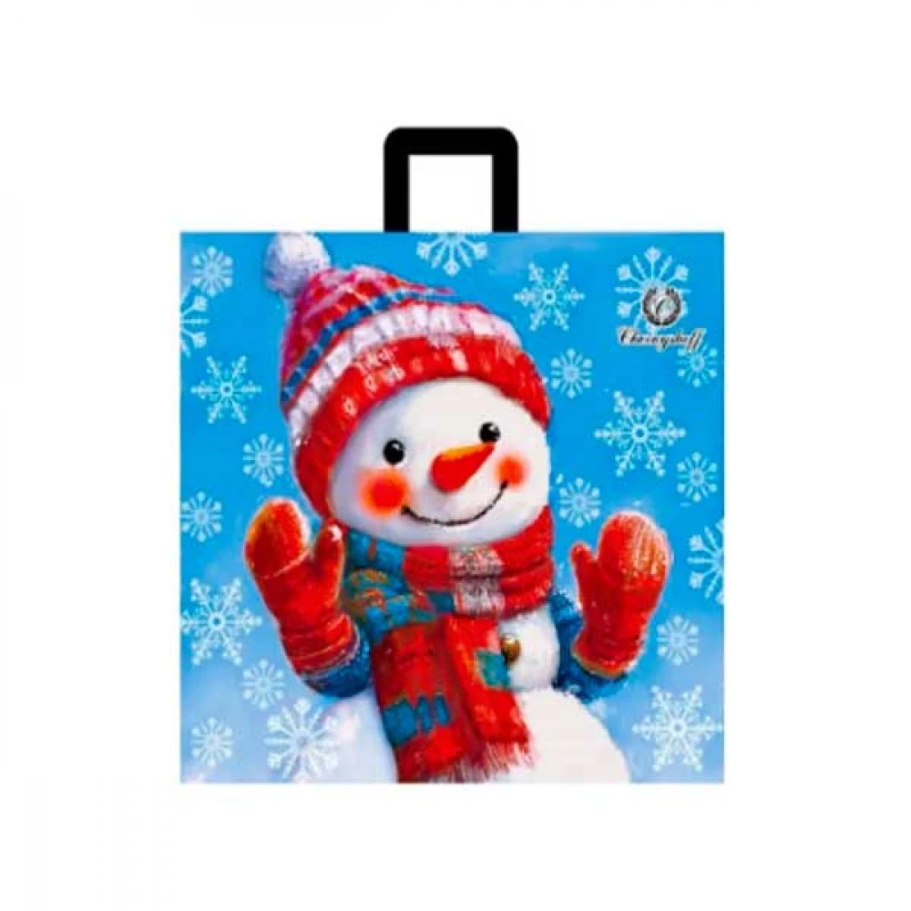 Пакет із петлевою ручкою 38х34см Новорічний Сніговик