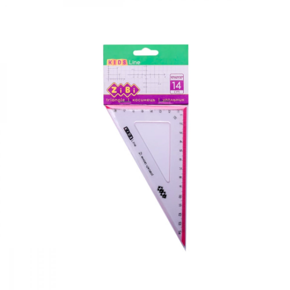 Трикутник пластиковий ZiBi ZB5622-10 140 мм рожевий