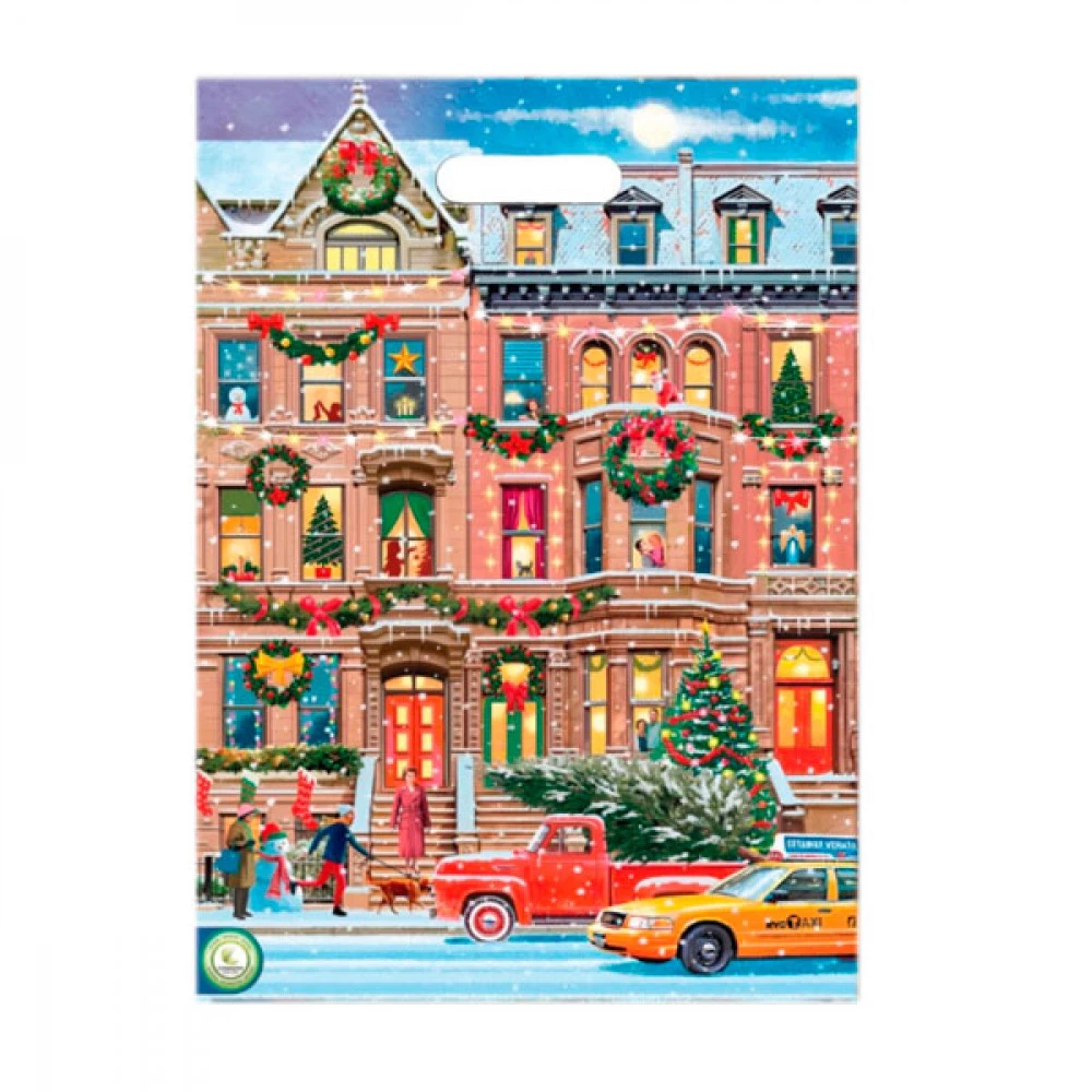 Пакет із прорізною ручкою 28х38 Новорічне Різдво у Нью-Йорку