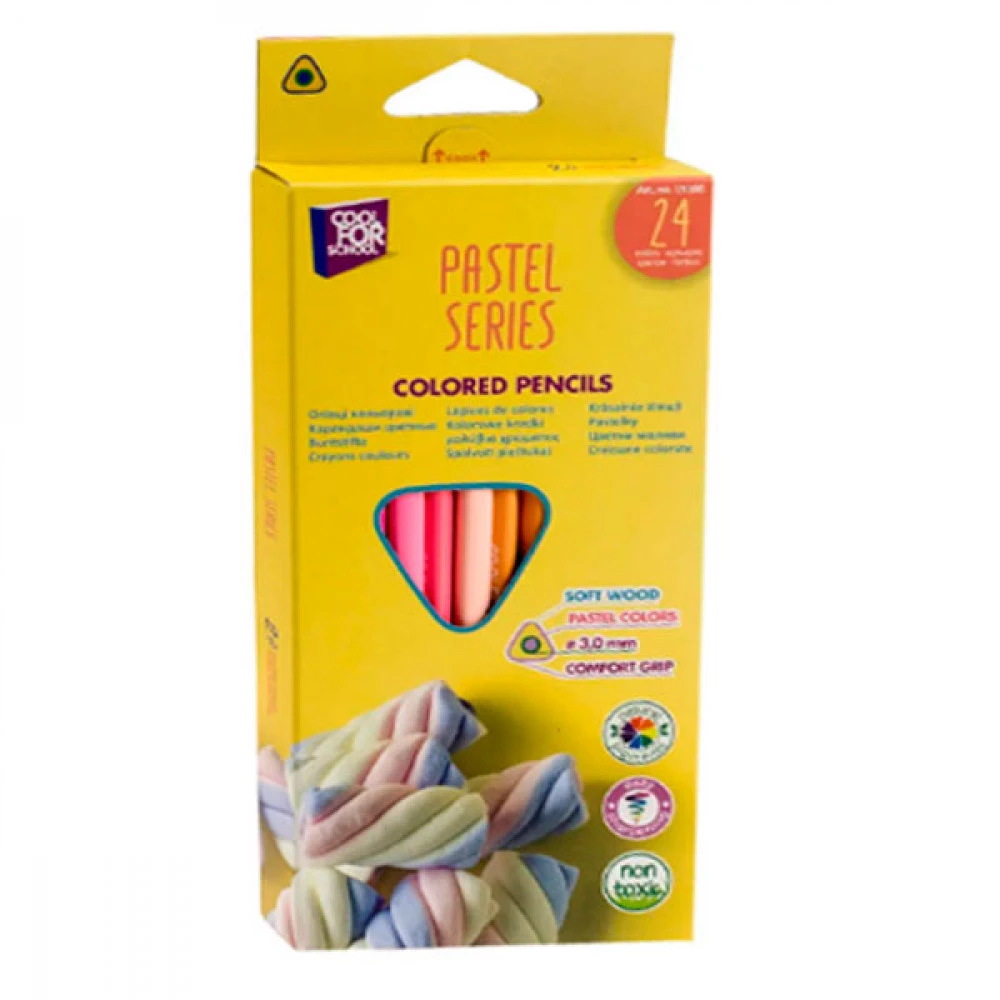 Олівці тригранні 24 кольори Economix CF15186 PASTEL Преміум