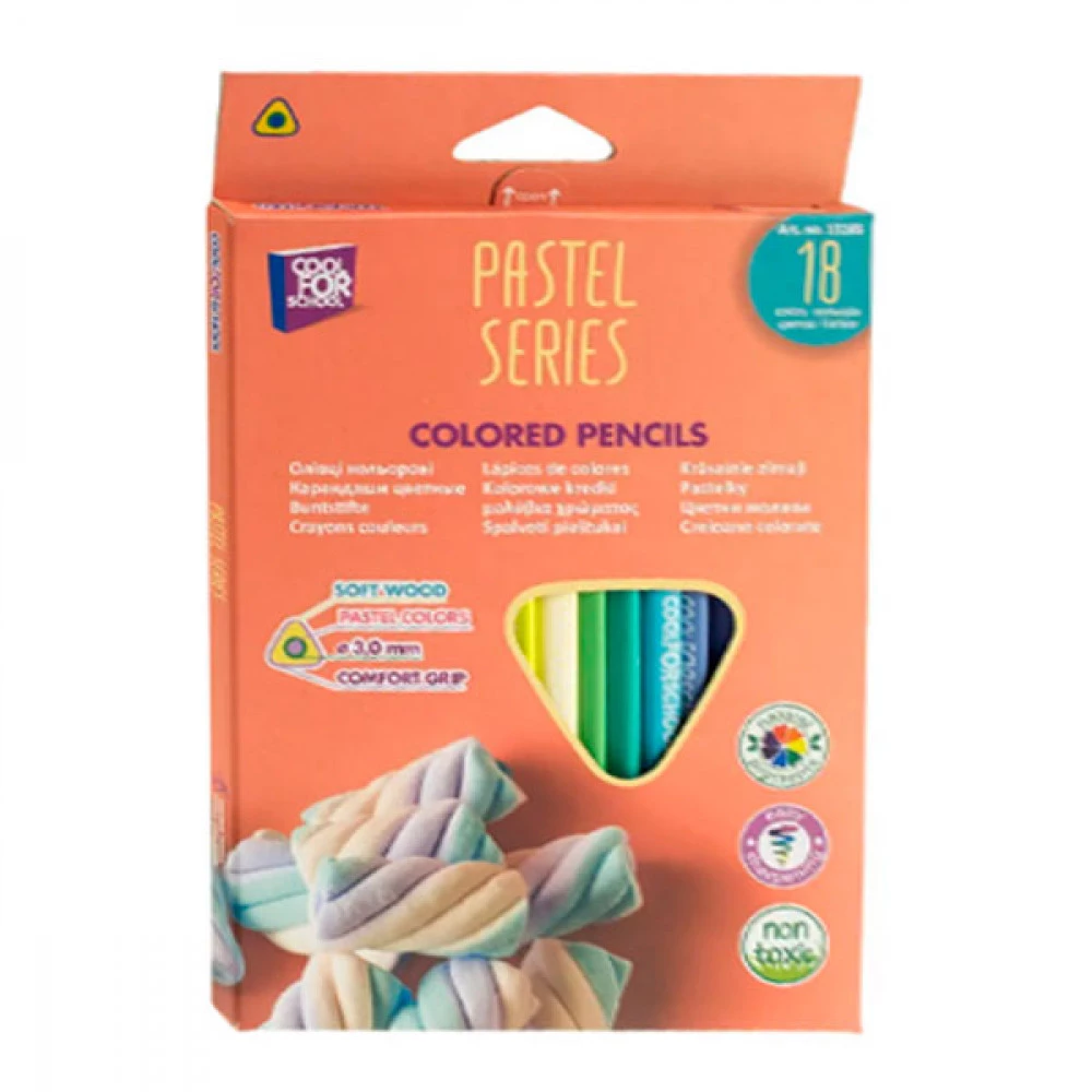 Олівці тригранні 18 кольорів Economix CF15185 PASTEL