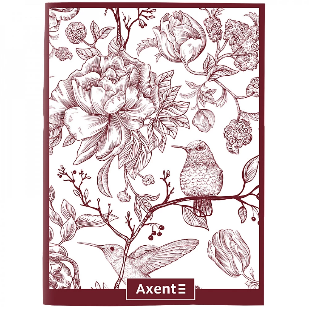 Зошит А4 48л # Axent 4780-8-A Софт тач покриття+УФ лак бордовий