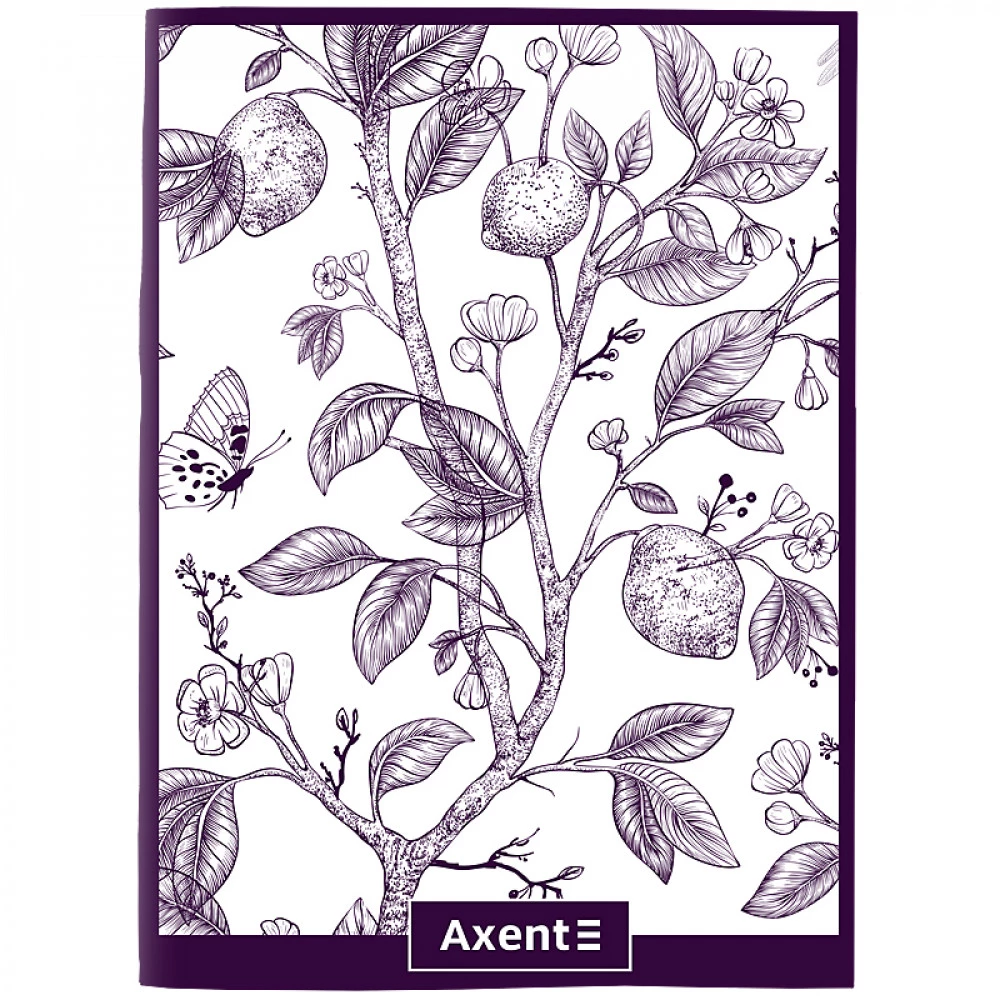 Зошит А4 48л Axent 4780-7-A Софт тач покриття + УФ лак сливів.