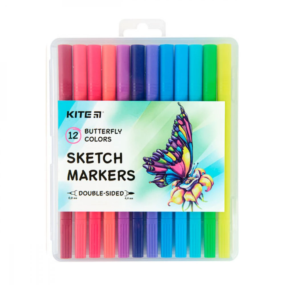 Набір маркерів скетч 12 шт 0,8-4,4 мм KITE K22-044 -2 Butterfly