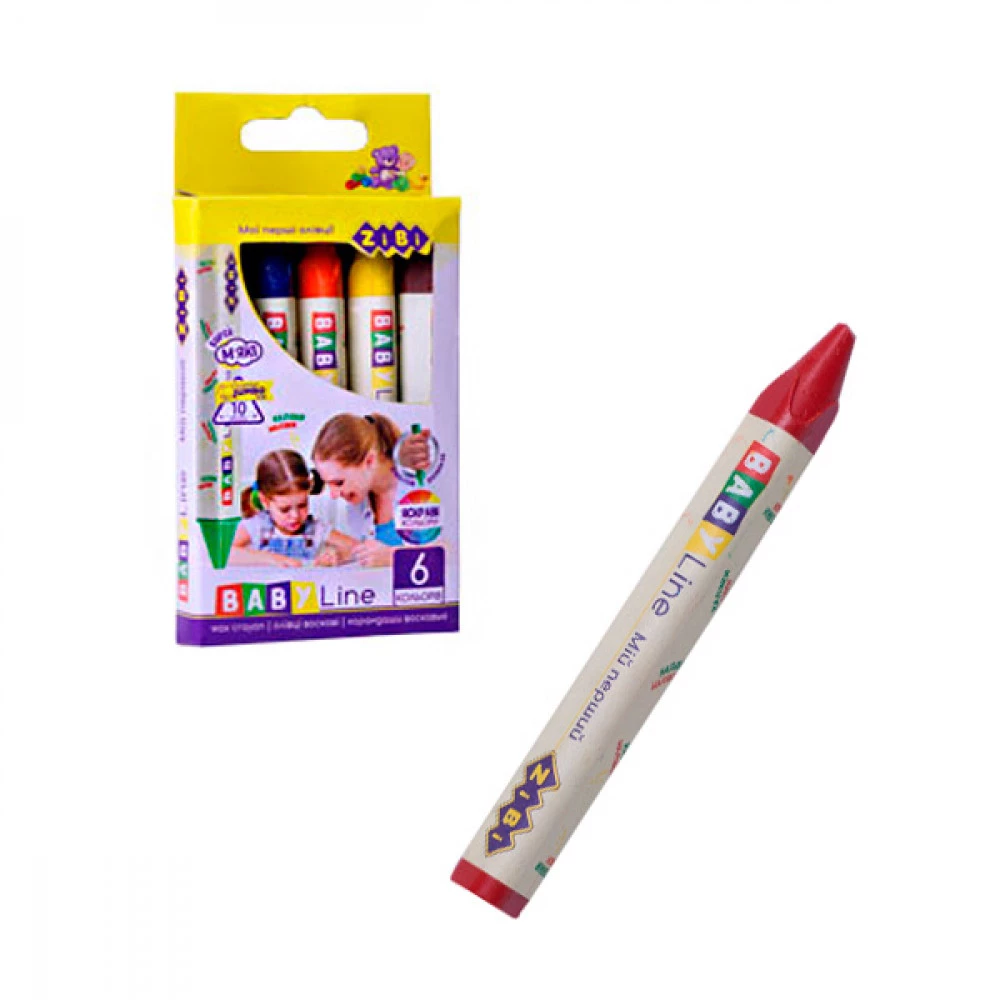 Олівці кольорові тригранні воскові "ZiBi" ZB2483 6 кольорів