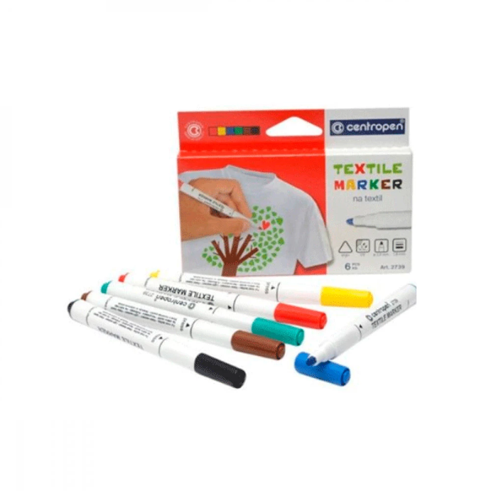 Набір маркерів Centropen 2739 для текстилю (6 кольорів)