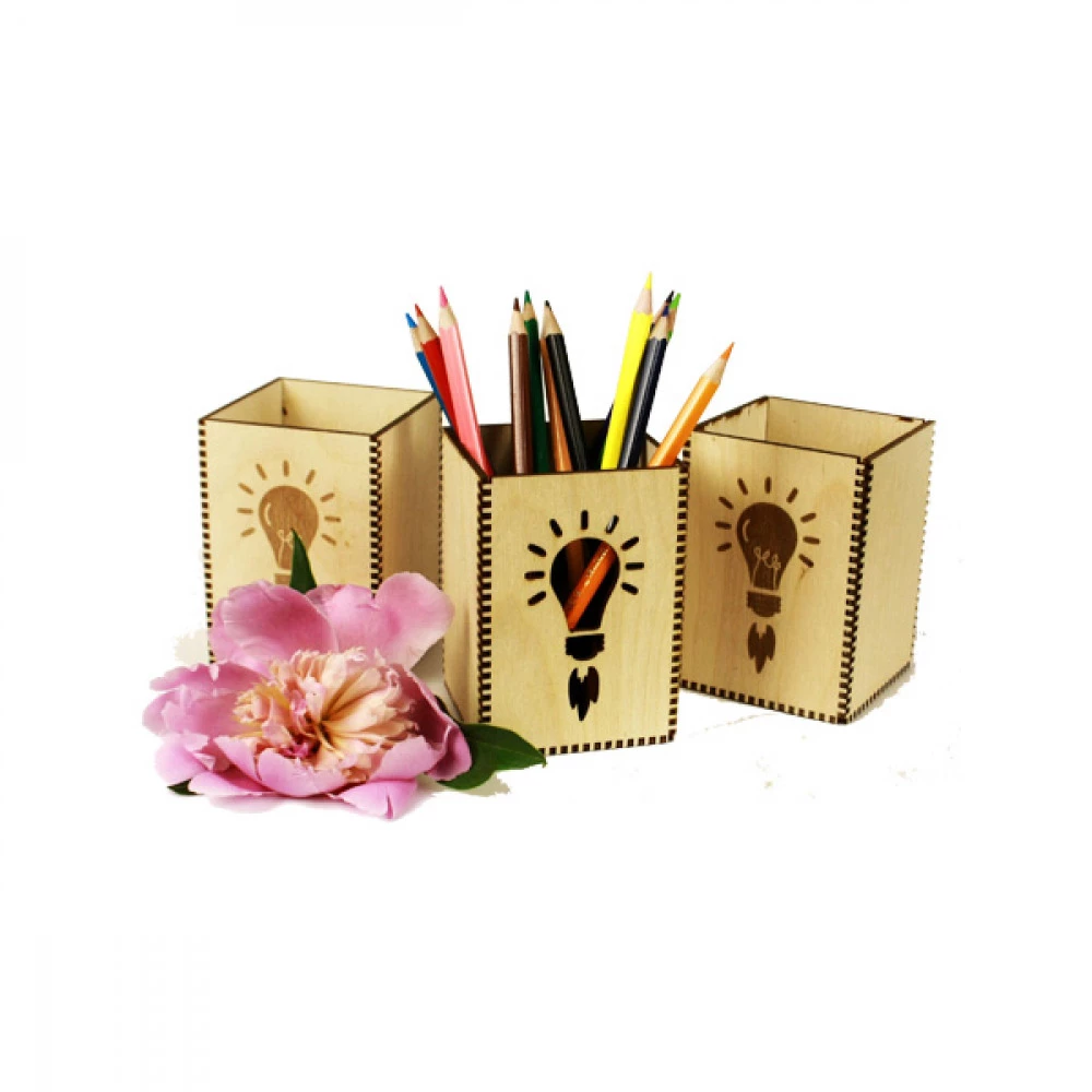 Підставка для ручок дерев'яна Лампа