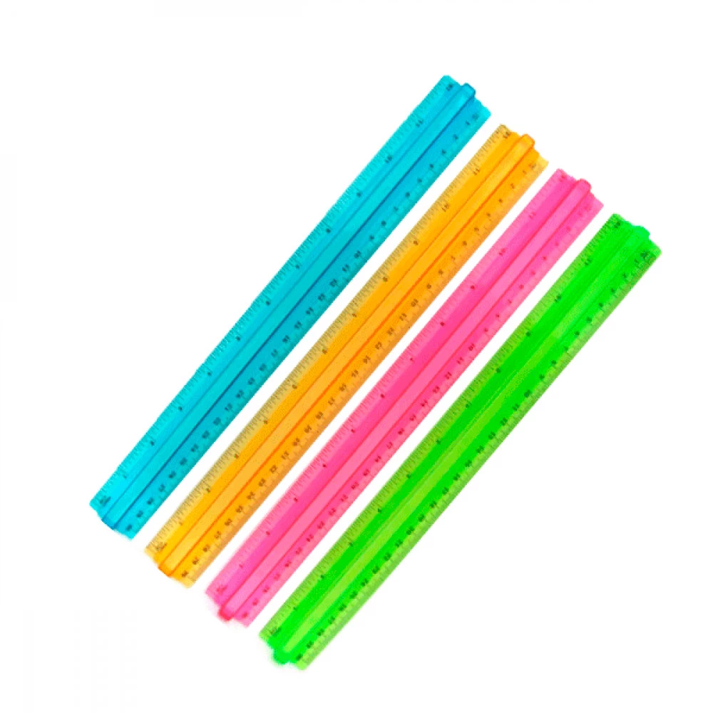 Лінійка пластикова 30см IMG2426 з ручкою Mix