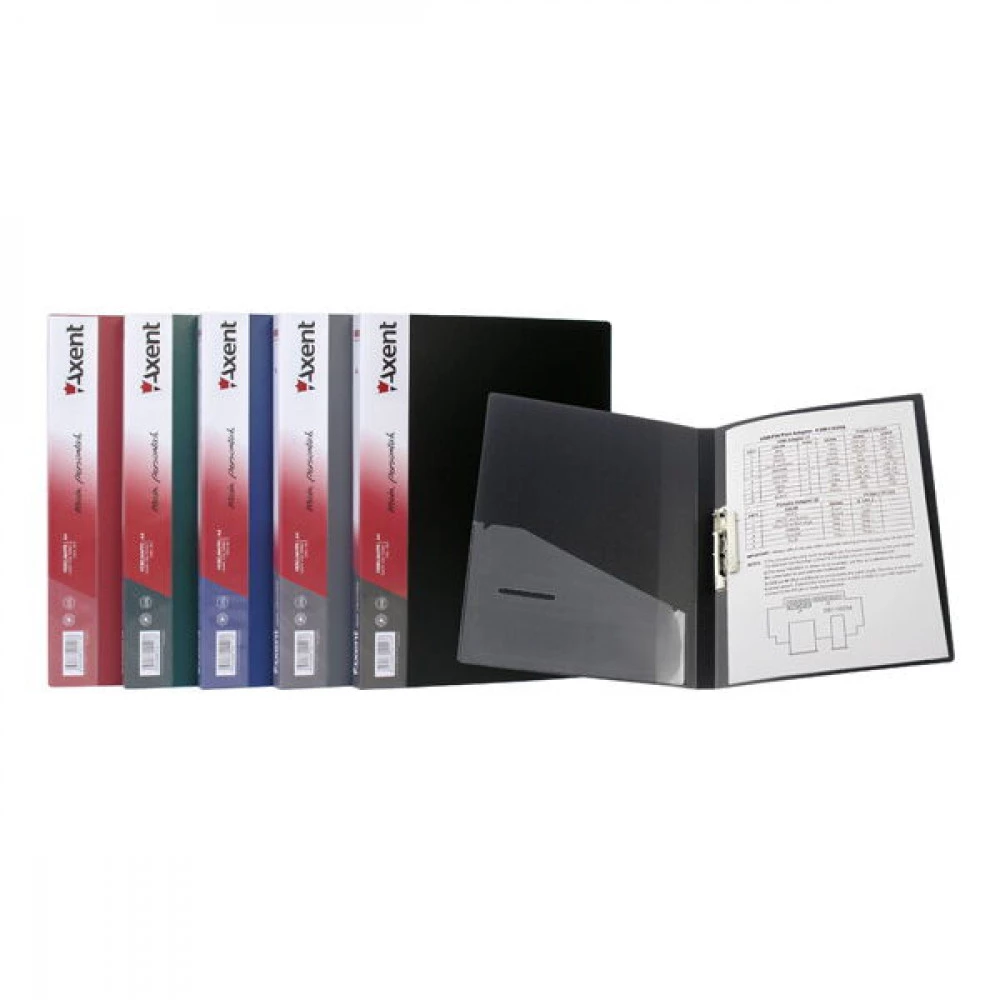Папка пластикова А4 Axent 1301-01-А із затискачем чорна