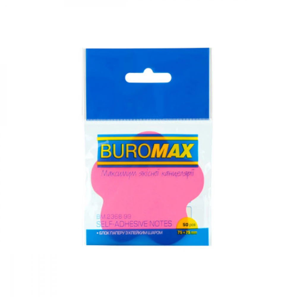 Блок паперу з липким шаром BuroMAX 2368-99 Квітка 50 листів неон