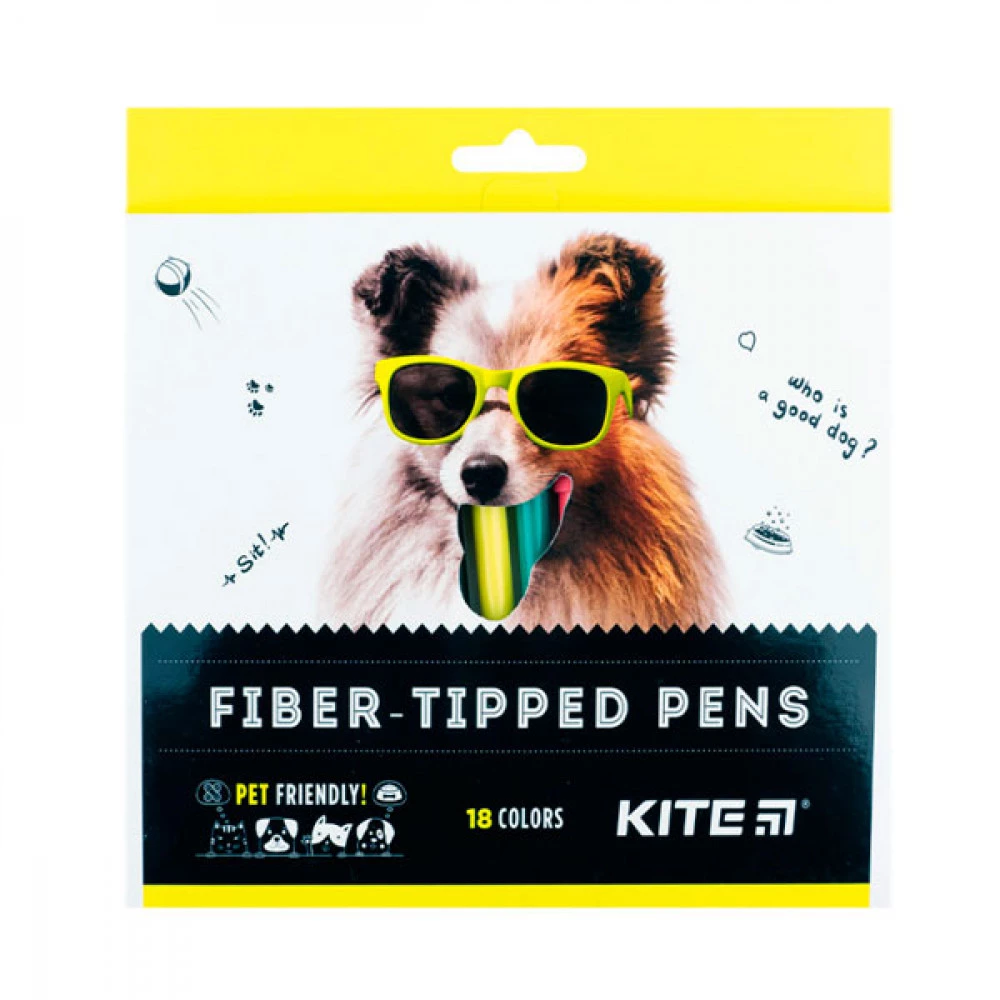Фломастери 18 кольорів Kite K22-448 DOGS