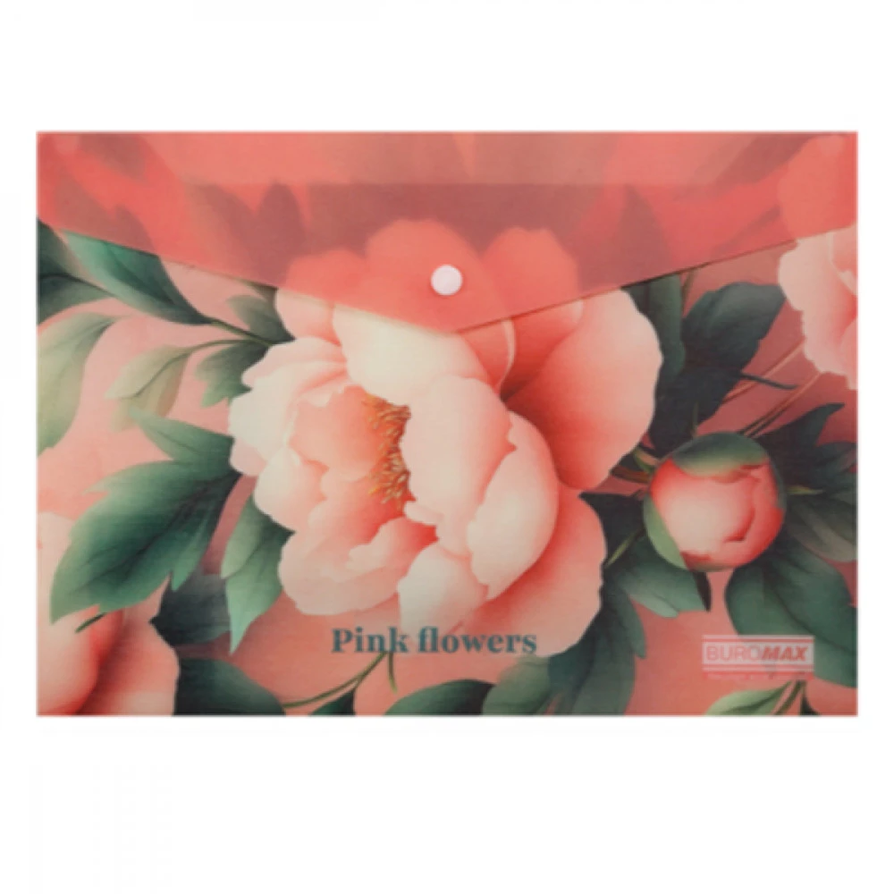 Папка - конверт А4 BuroMAX BM3943-10 ARABESKI пластик на кнопці непрозорий.