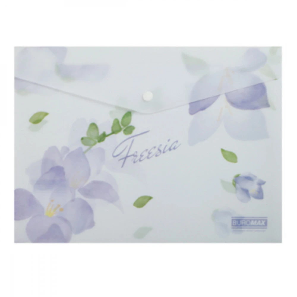 Папка - конверт А4 BuroMAX BM3943-26 ARABESKI пластик на кнопці непрозорий бузок