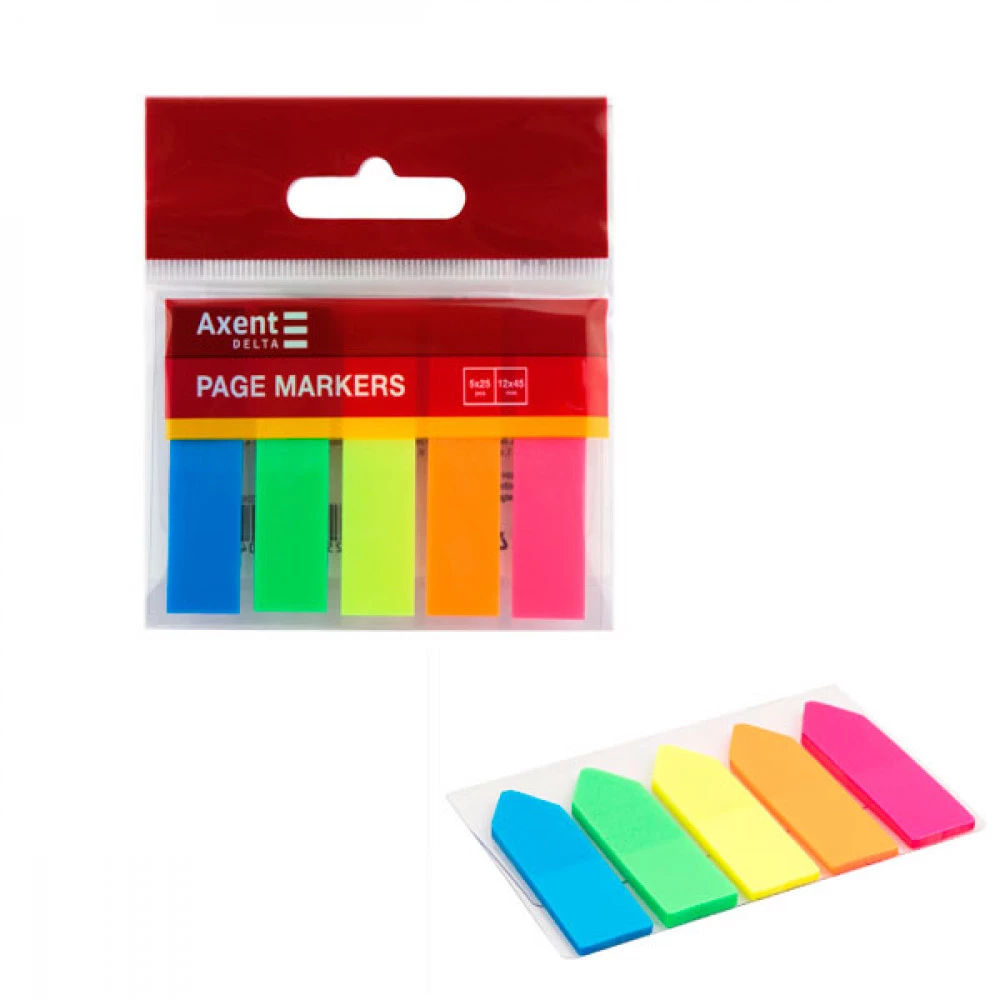 Блок паперу стікер пластиковий 5 кольорів 12х45 мм 125 шт D2450-02 стрілка