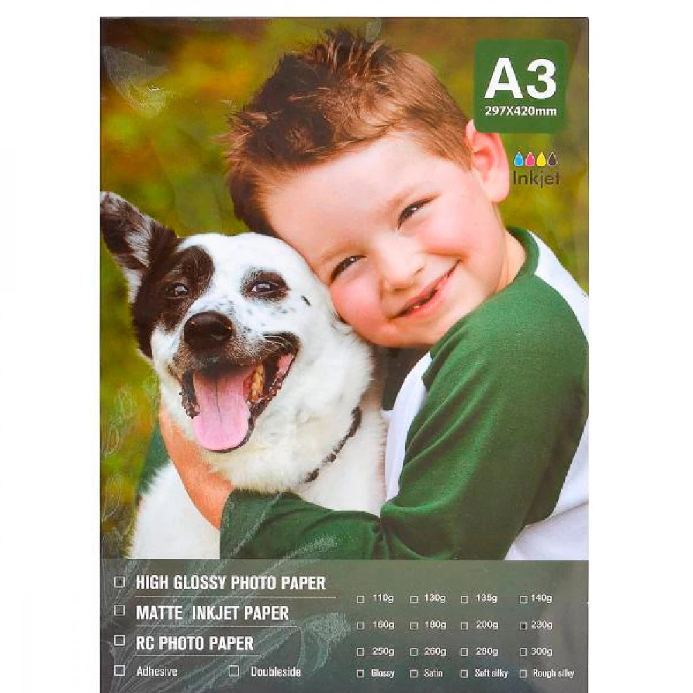 Фотопапір А3 щільність 230г/м 20 листів глянцевий