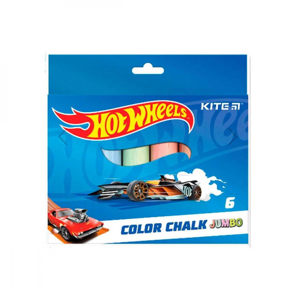 Крейда кольорова 6 кольорів Kite Jumbo Hot Wheels HW24-073