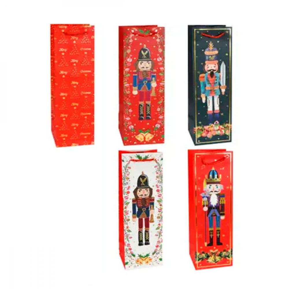 Пакет подарунковий 11,5х35х9см Новорічний 1071В Mix