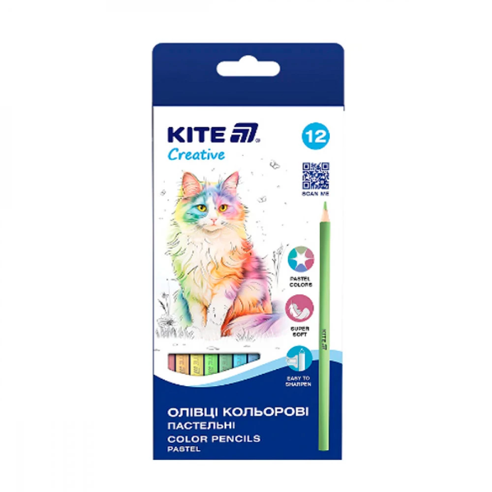 Олівці 12 кольорів Kite Creative Pastel K-451