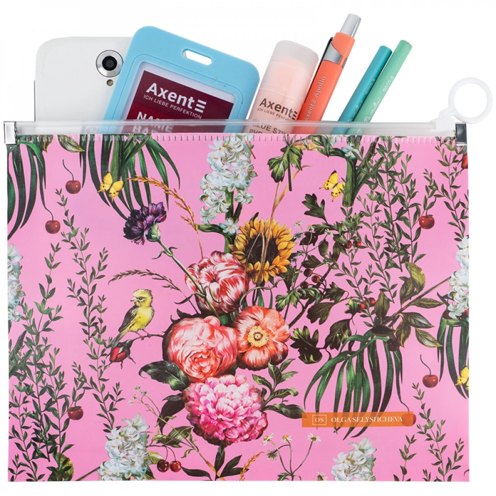 Папка пластикова А5+ Axent 1498-34-А на блискавці zip-lock OS Summer