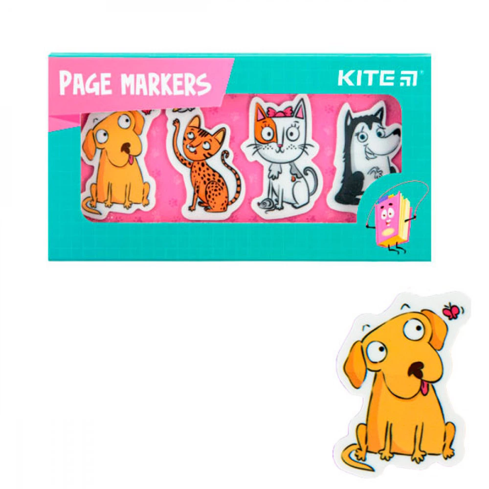 Закладки пластикові з липким шаром 4х20 шт. 35х50 мм KITE К22-479-5 Pets