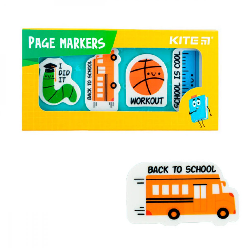 Закладки пластикові з липким шаром 4х20 шт. 35х50 мм KITE К22-479-4 School