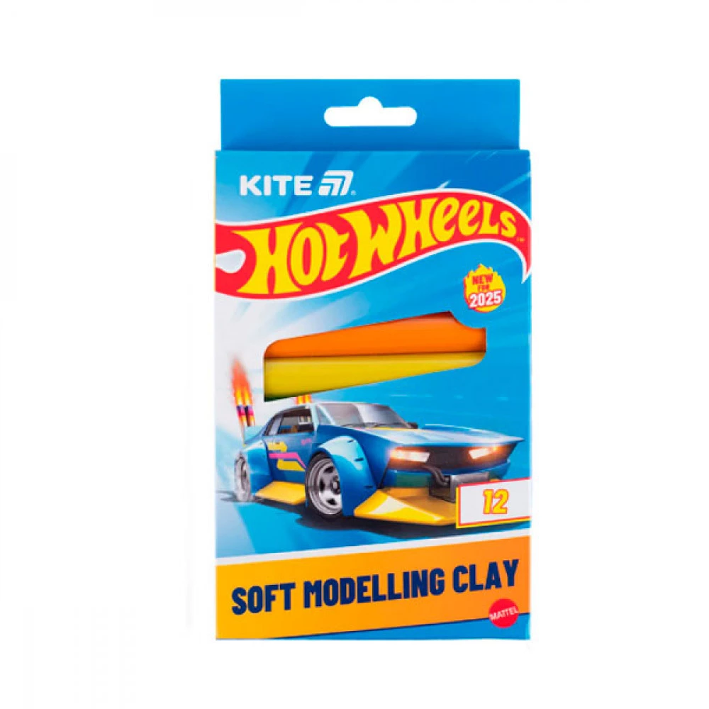 Пластилін 12кол Kite HW25-086-1 Hot Wheels восковий 200г