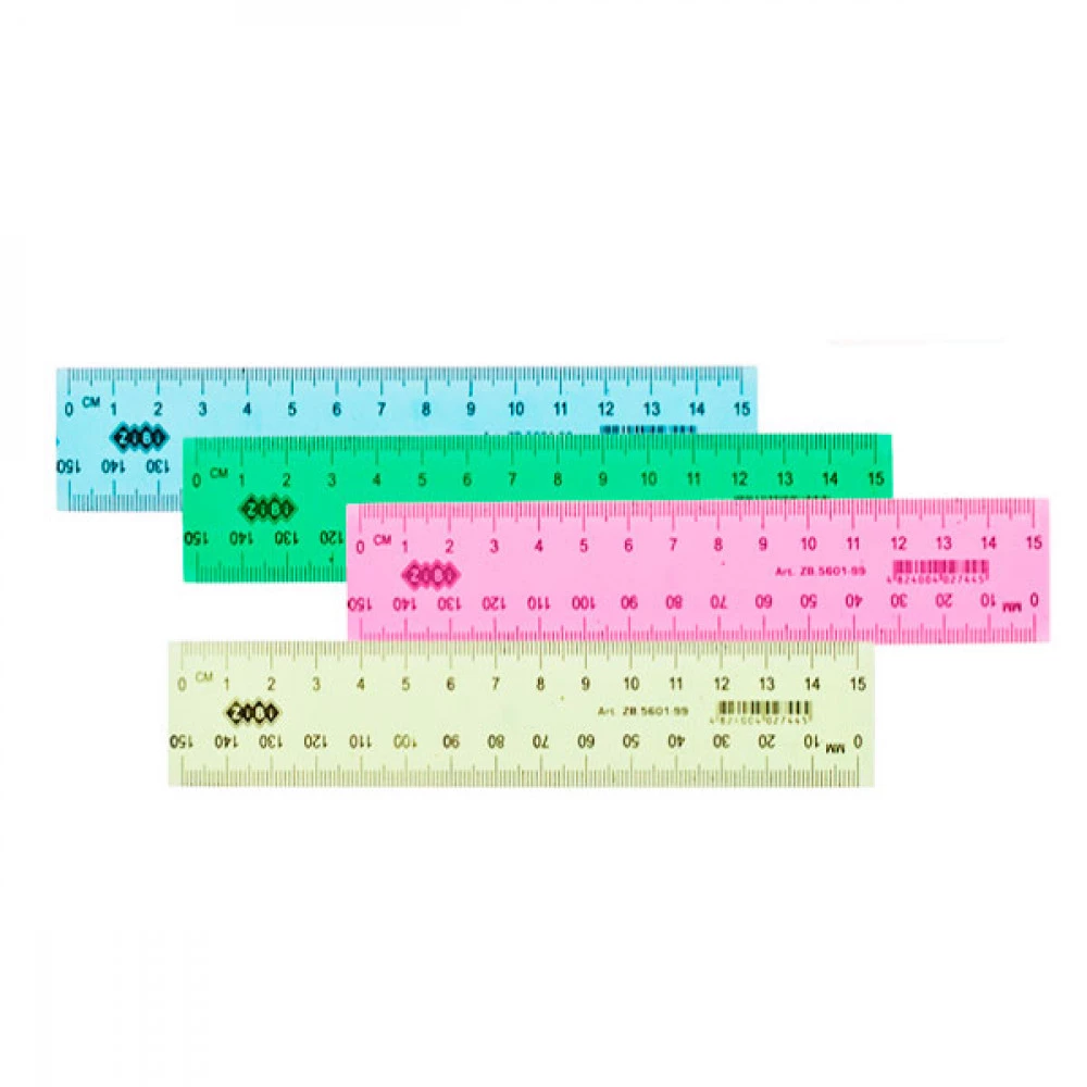 Лінійка пластикова 15см ZiBi ZB5600-99 тонована Міх