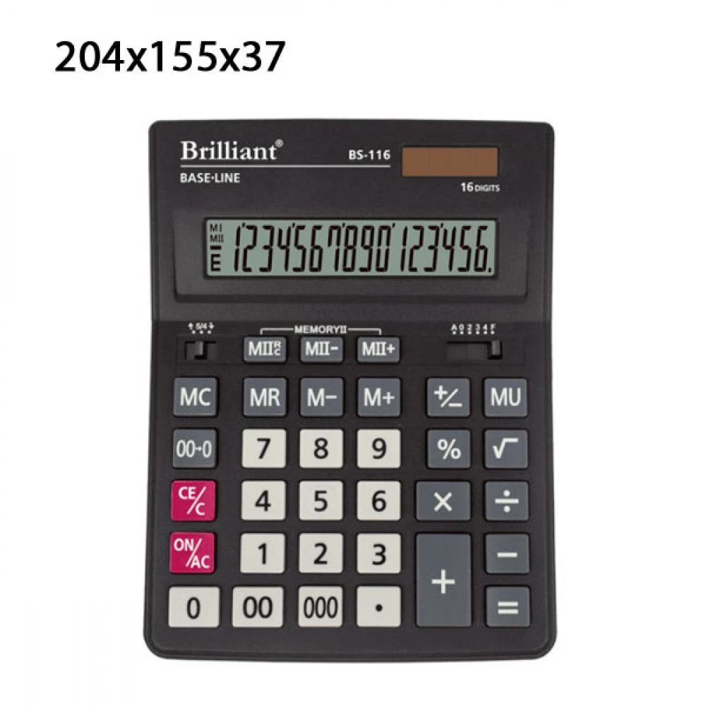 Калькулятор Brilliant BS-116 16 розрядний, чорний