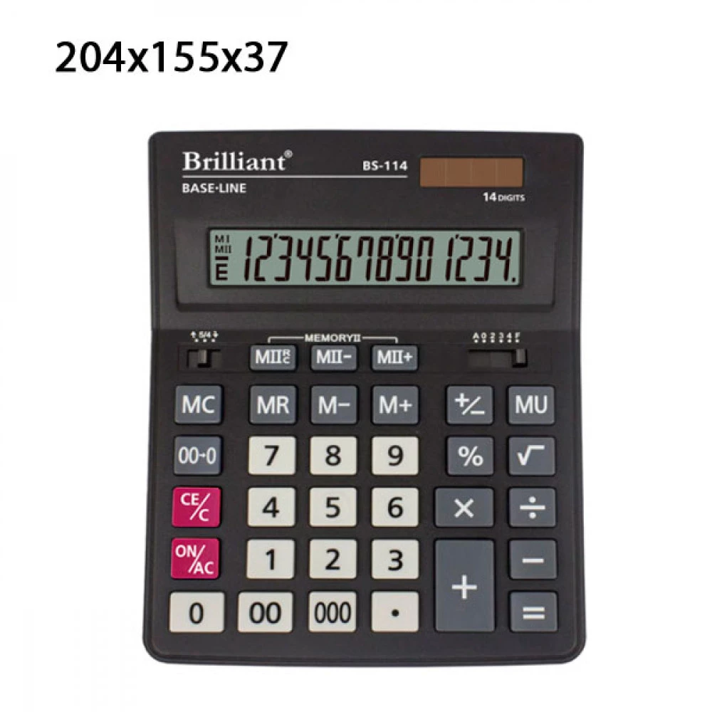 Калькулятор Brilliant BS-114 14 розрядний, чорний, 204х155х37 мм