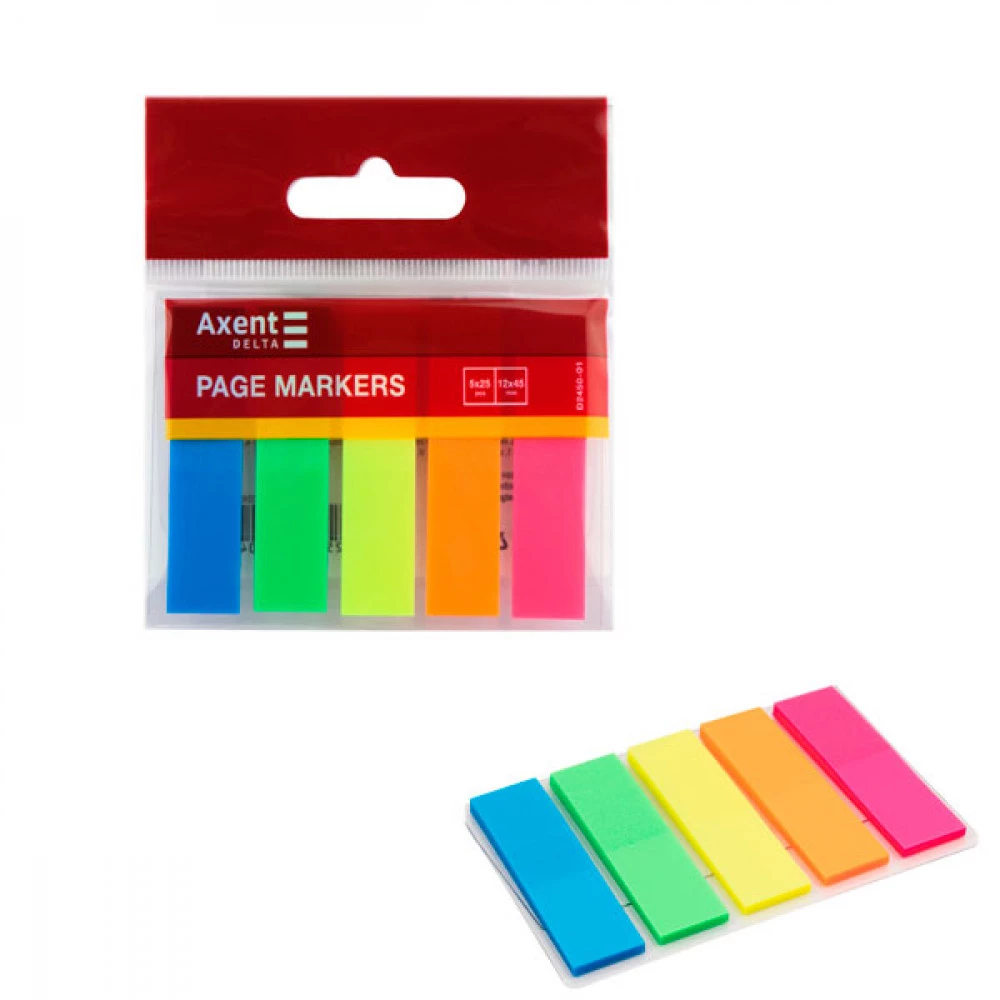 Блок паперу стікер пластиковий 12х45х5кол 125шт Delta 2450-01неон прямокут.
