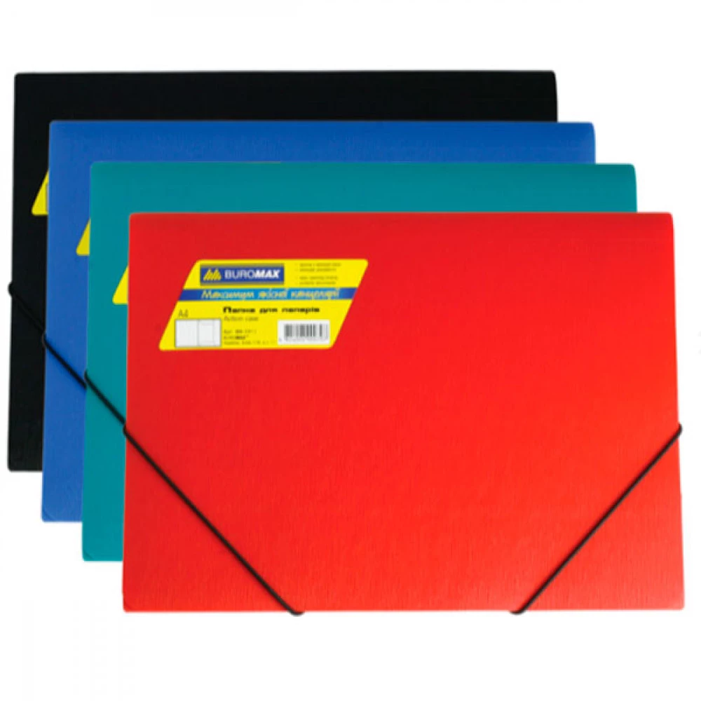 Папка пластикова А4 BuroMAX/Jobmax 3911-99 на резинках MIX