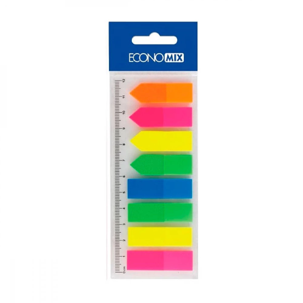 Блок паперу липкий 12х45х8колір 120 штук Economix E20960 пластик напівпрозорі