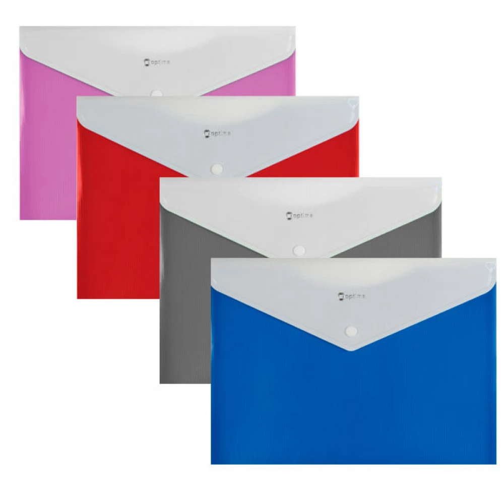 Папка-конверт А4 Optima О31315-99 на кнопці Смужка Mix