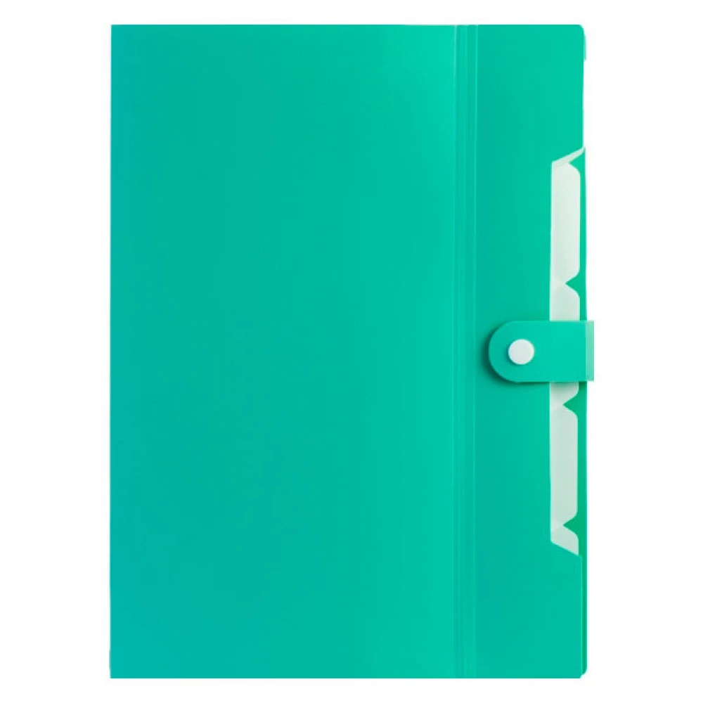 Папка - конверт пластикова А4 Optima О35521 на кнопці 6 м'ятна відділень
