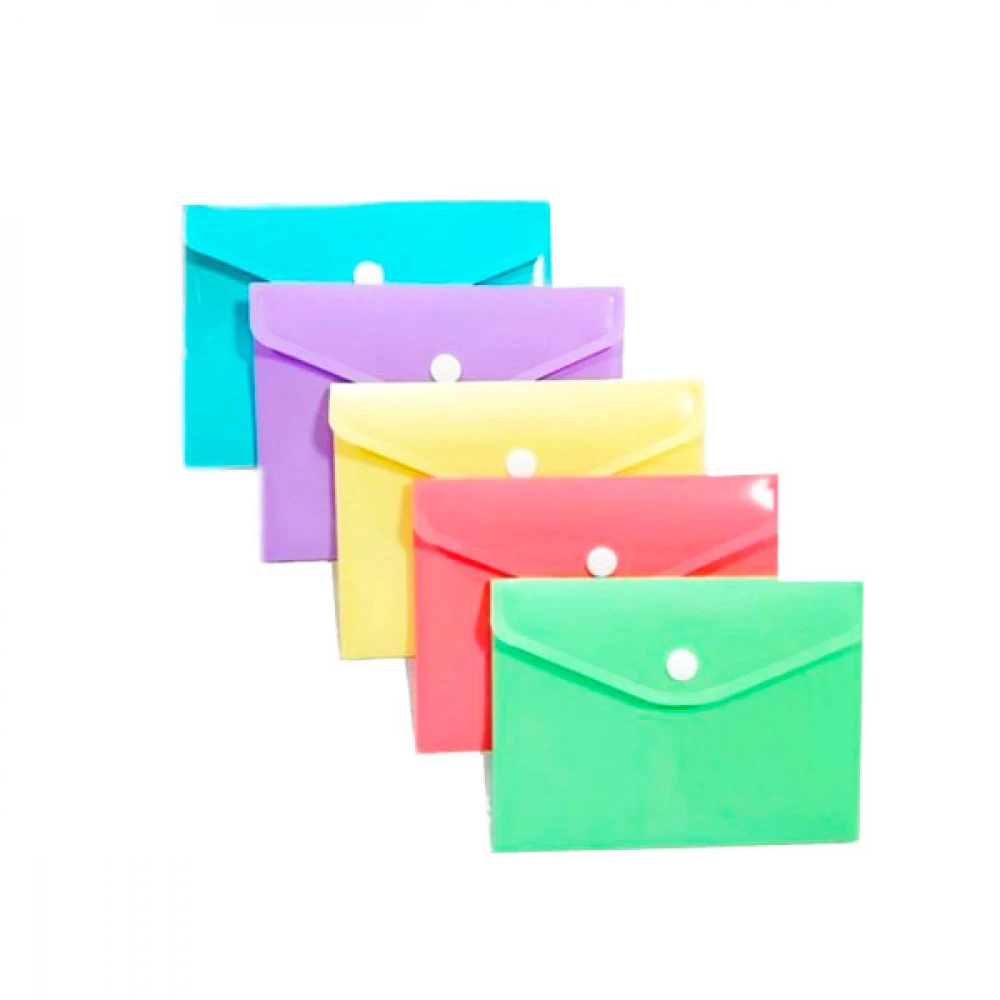 Папка-конверт пластикова А7 Optima О31358 на кнопці глянець пастель Mix