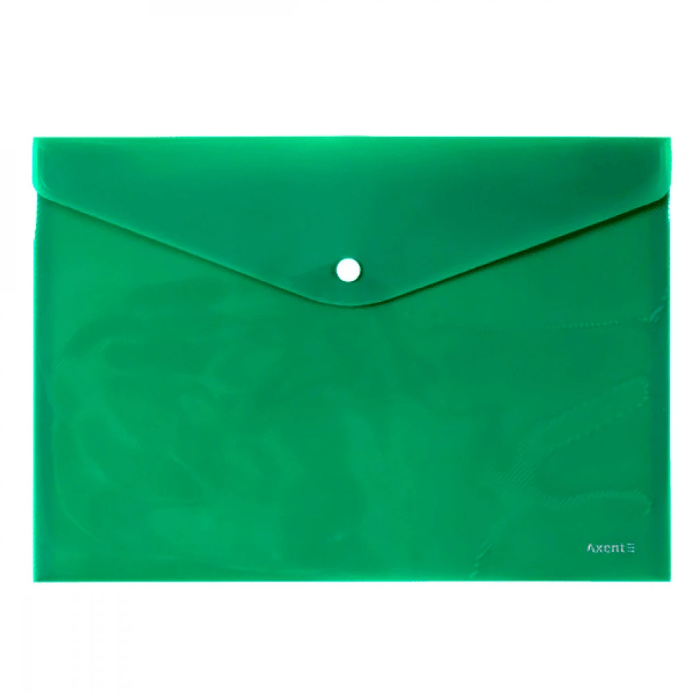 Папка – конверт пластикова А4 Axent 1412-25 на кнопці непрозора зелена