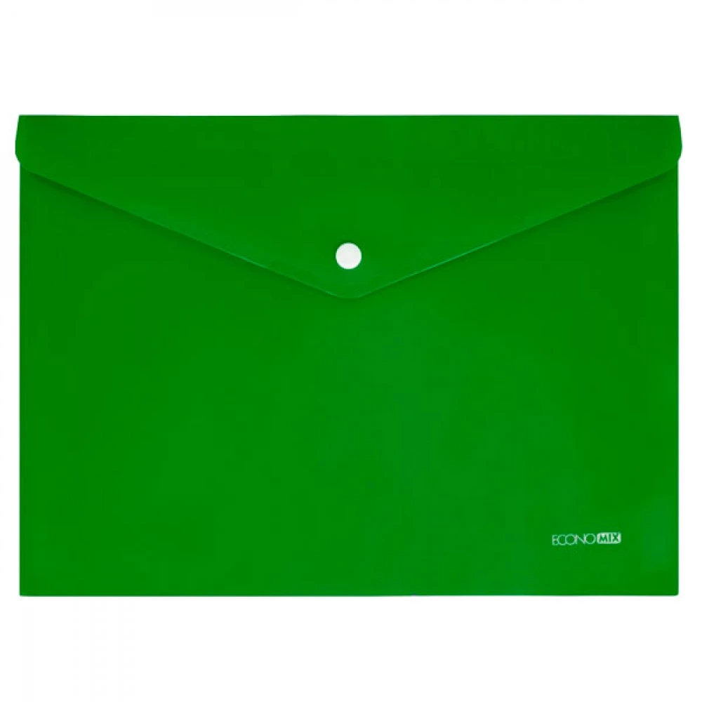 Папка – конверт пластикова А4 Economix E31305-54 на кнопці непрозора зелена