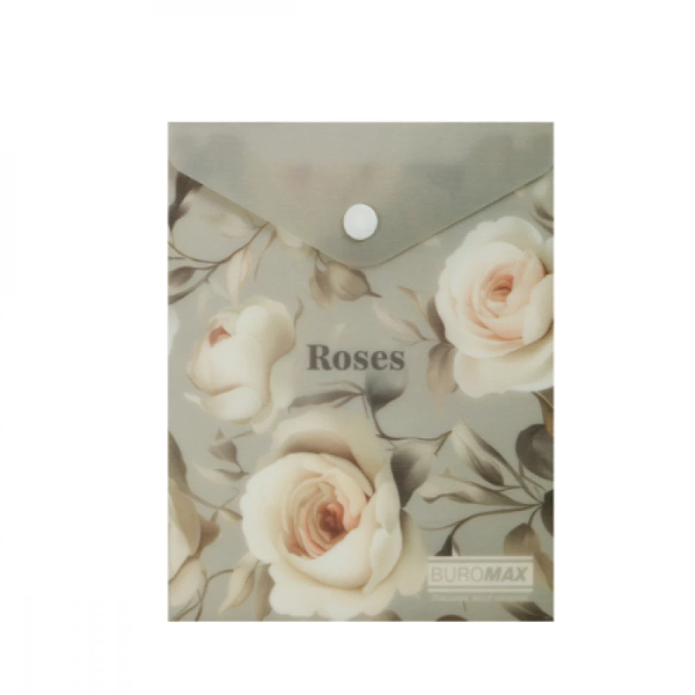 Папка-конверт А6 BuroMAX BM3922-20 ARABESKI пластик на кнопці непроз.св-сірий