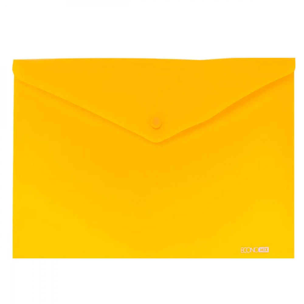 Папка конверт пластикова А4 Economix E31305-55 на кнопці, непроз, жовта