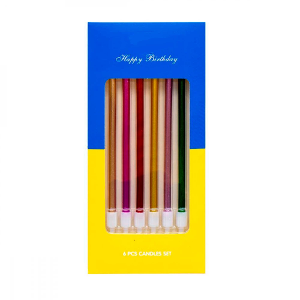 Набір свічок для торта 6шт С кольорові WK-1103