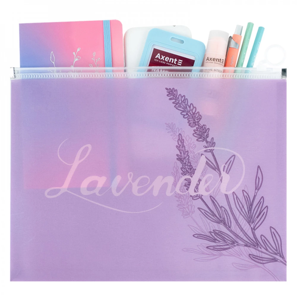 Папка пластикова А4+ Axent 1497-36-А на блискавці zip-lock Lavender-1