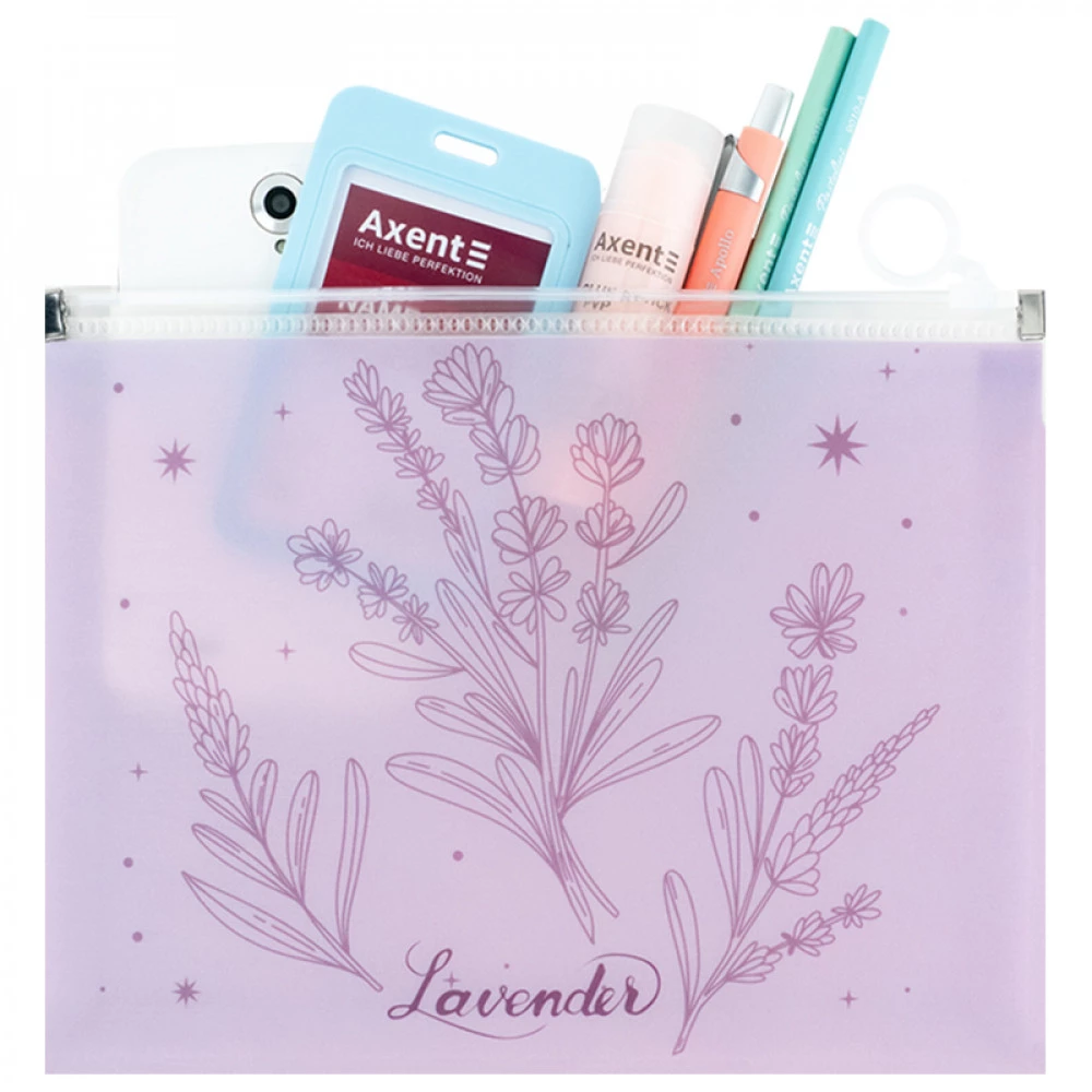 Папка пластикова А5+ Axent 1498-37-А на блискавці zip-lock LA Lavender-2