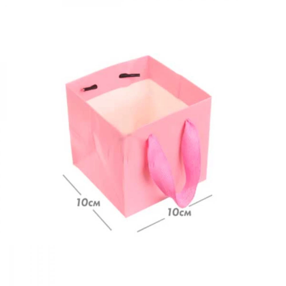 Пакет подарунковий 10х10х10см Крафт 3123-8801 рожевий