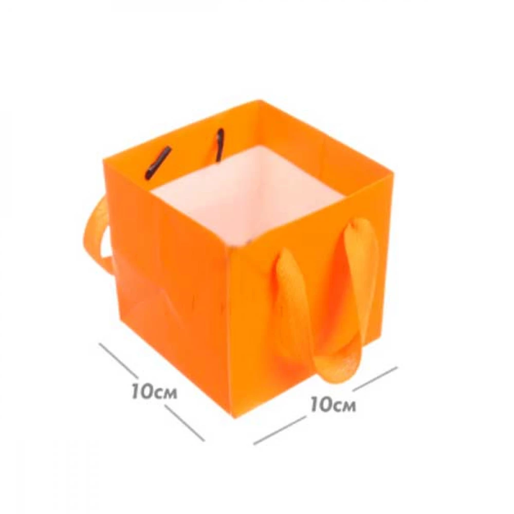 Пакет подарунковий 10х10х10см Крафт 3123-8832 оранжевий