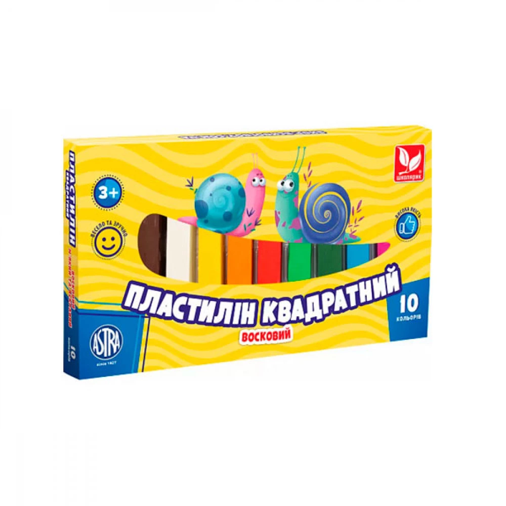 Пластилін 10 кольорів 200 г Школярик 303115006 восковий