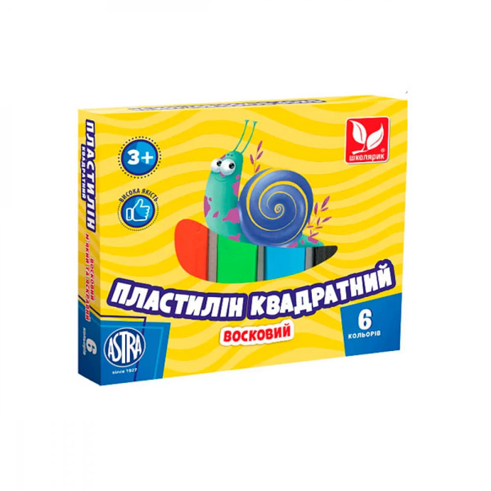Пластилін 6 кольорів 110 г Школярик 83811908 восковий