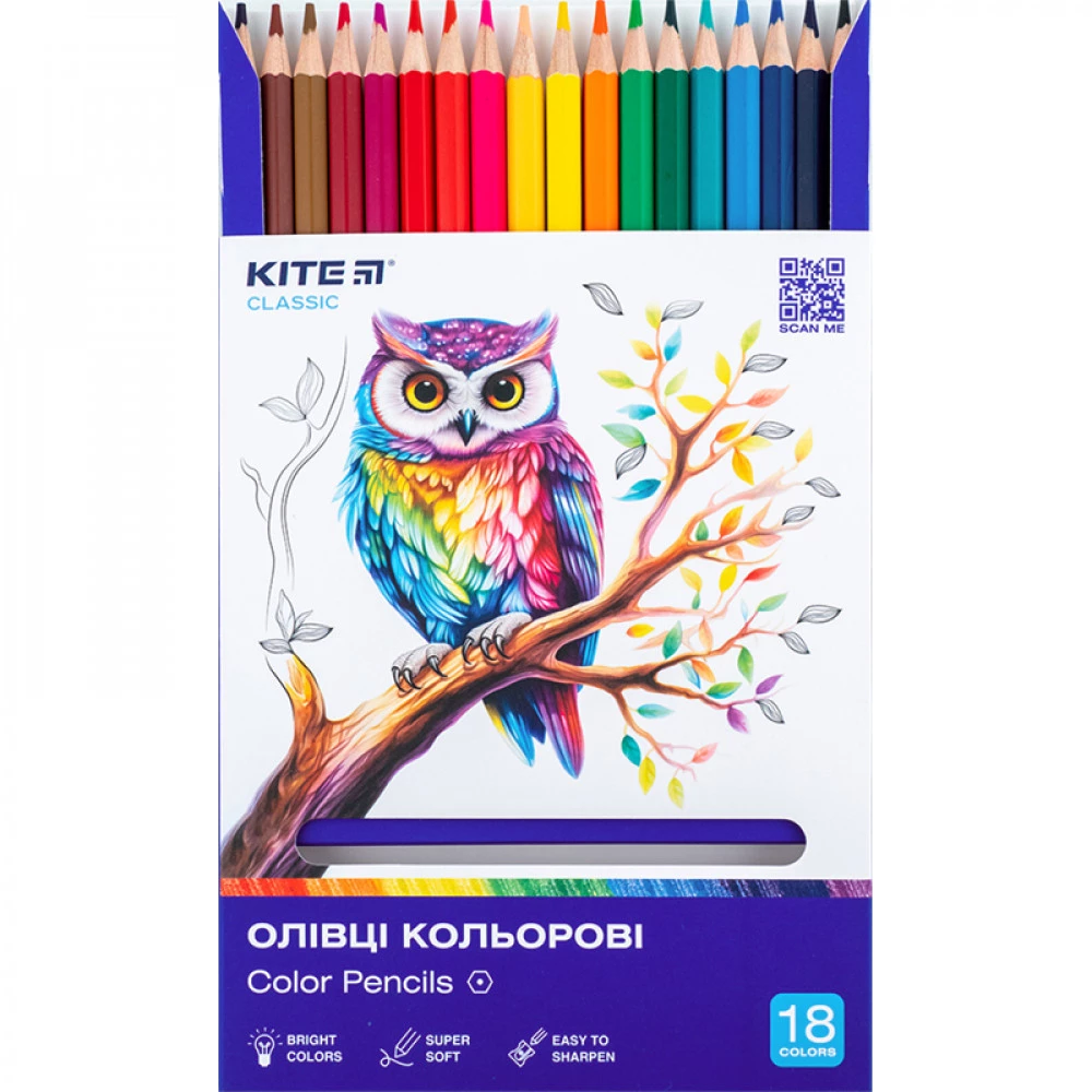 Олівці 18 кольорів Kite Classic K-052